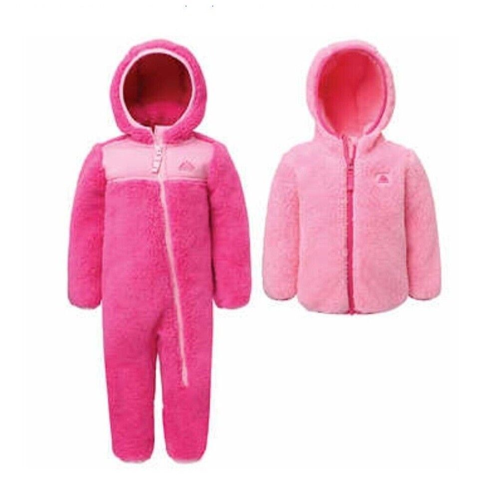 Infant Toddler SNOZU 2 Piece Warm Fleece Jacket & Snowsuit Set Pink, Size 3-6M